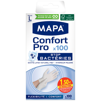 Image de Gants flexible&confort pro latex naturel Mapa taille L x