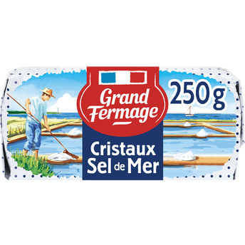 Image de Beurre aux cristaux de sel de mer de Noirmoutier 80% de matière grasseGRAND FERMAGE, plaquette de