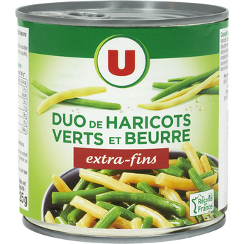 Image de U
Duo Haricots verts et beurre extra fins - Boîte de 225g net