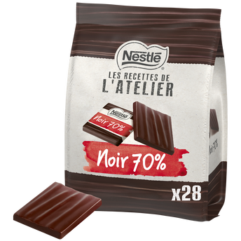Image de Carrés chocolat noir intense 70% NESTLE L'ATELIER - Sachet de