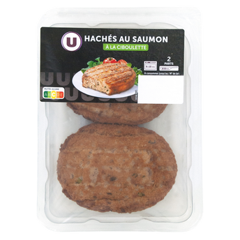 Image de U
Haché au saumon à la ciboulette, transformé en France, barquette de