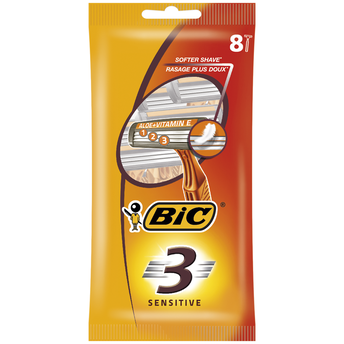 Image de Rasoirs jetables masculin 3 lames Sensitive BIC, pochette