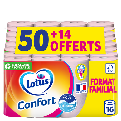 Papier toilette Confort LOTUS : les 64 rouleaux à Prix Carrefour