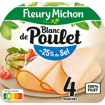 Image de Blanc de poulet -25% de sel FLEURY MICHON, 4 tranches