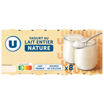 Image de U
Yaourt au lait entier nature pot en verre