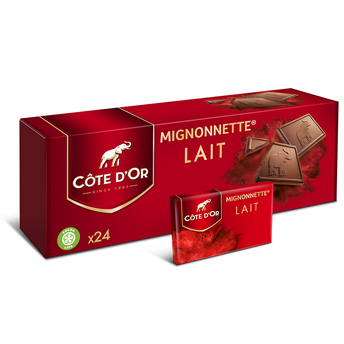 Image de Chocolat au lait mignonnettes COTE D'OR - Paquet de 24, boîte de