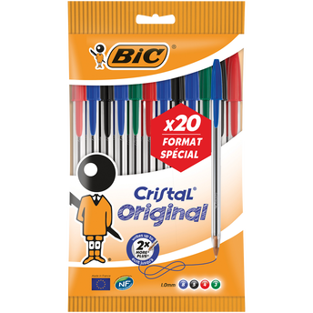 Image de Stylo bille Cristal corps transparent coloris assortis x20