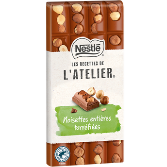 Image de Chocolat lait noisettes torréfiées NESTLE L'ATELIER - Tablette