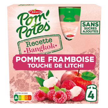 Image de Compotes Gourdes Recettes du Monde Bangkok Pomme Framboise touche de Litchi POM'POTES