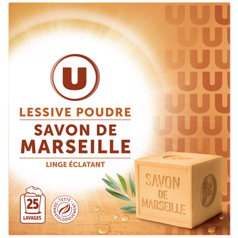 Image de U
Lessive en poudre - Savon de Marseille - 25 lavages - 1.25