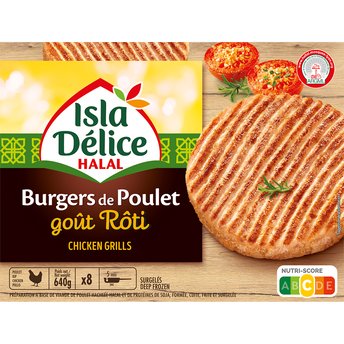 Image de Burger de poulet goût rôti halal ISLA DELICE, 8 unités