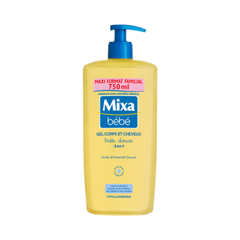 Image de Gel douche très doux corps et cheveux MIXA BEBE maxi format familial flacon de 750