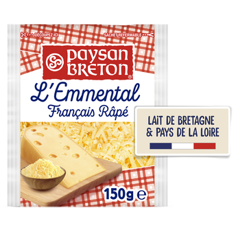 Image de Emmental rapé au lait pasteurisé, PAYSAN BRETON, 28%MG