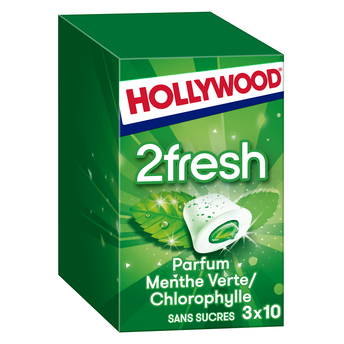 Image de Chewing-gum 2fresh menthe verte sans sucres HOLLYWOOD, 3 boîtes de