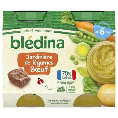 BLEDINA Blédina pot légumes pâte boeuf 2x200g dès 9 mois pas cher
