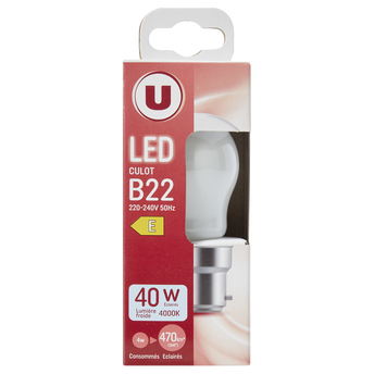 Image de U
Ampoule Led Mini ronde 40w B22 opaque lumière