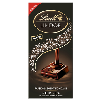Image de Chocolat Lindor noir 70% LINDT, tablette
