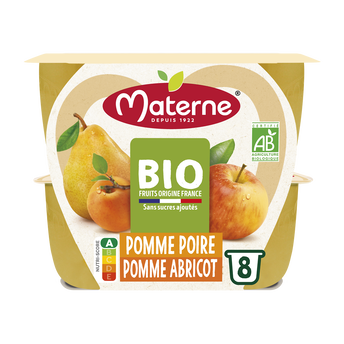 Image de Compotes Coupelles BIO Pomme Abricot Poire MATERNE