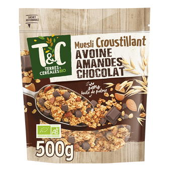 Image de Muesli croustillant avoine amande chocolat bio TERRES ET CEREALES