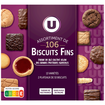 Image de U
Assortiment de biscuits 13 variétés 106 biscuits fins