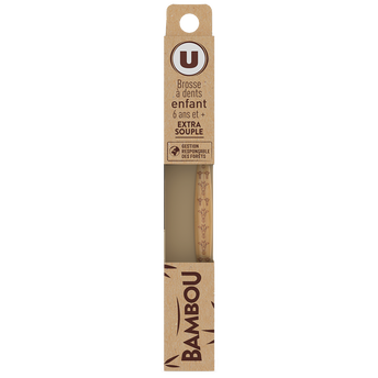 Image de U
Brosse à dents bambou enfant extra souple 97% naturel