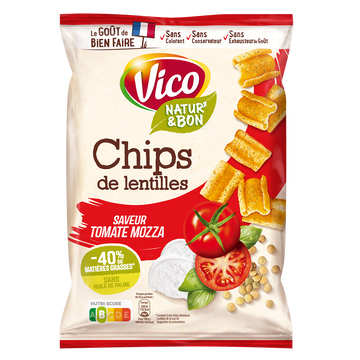 Vico Natur'& Bon Chips De Lentilles Tomate Mozzarella Et Basilic Vico, 85g