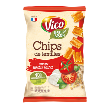 Vico Natur'& Bon Chips De Lentilles Tomate Mozzarella Et Basilic Vico, 85g