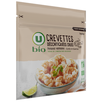 Image de U BIO
Crevettes crues décortiquées 15/20 pièces