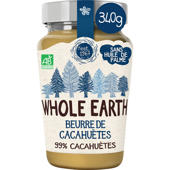 Image de Beurre de cacahuètes s/sucres ajoutés bio WHOLE EARTH