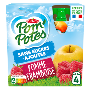 Image de Compotes Gourdes Sans Sucres Ajoutés Pomme Framboise POM'POTES