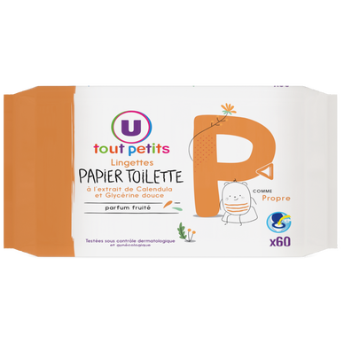 Lingettes papier toilette - x60 - Super U, Hyper U, U Express 