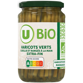 Image de U BIO
Haricots verts cueillis et rangés mains - Bocal