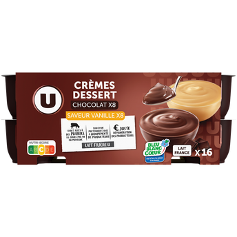 Image de U
Crème dessert, pack panaché chocolat, vanille