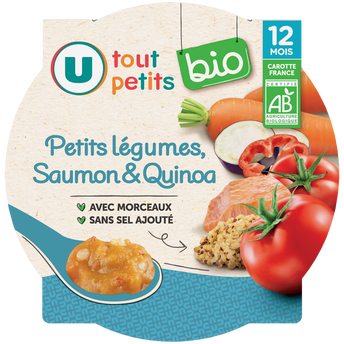 Image de U TOUT PETITS BIO
Plat bébé assiette petits légumes saumon quinoa, 12 mois