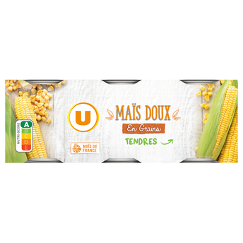 Image de U
Maïs doux en grains - 3 boîtes de