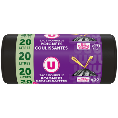 Sacs type 20L lien coulissant vert biodégradable 450x450 (le carton de 250)