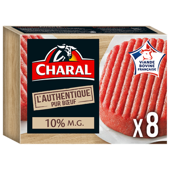 Image de Steaks hachés pur boeuf 10% MG, L'Authentique CHARAL, 8X125g