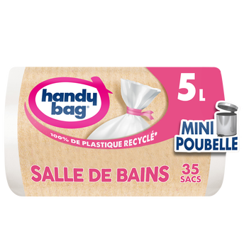 Image de Sacs poubelle à liens salle de bains 80% plastique recyclé HANDY BAG5L