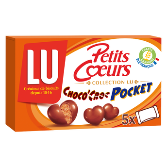 Image de Biscuits au chocolat au lait Choco Croc petits coeurs LU - Paquet de