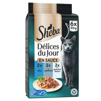 Image de Sachets fraîcheur chat Délices du Jour poissons en sauce SHEBA