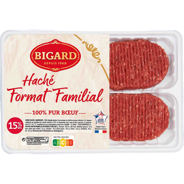 Bigard Steak Haché, 15% Mat.gr., Bigard, France, 8 Pièces, 800g