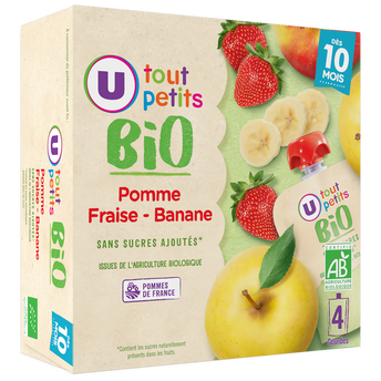 Image de U TOUT PETITS BIO
Gourdes Bébé pomme/banane/fraise dès 10 mois