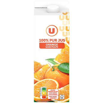 Image de U
Pur jus orange sans pulpe filière brique