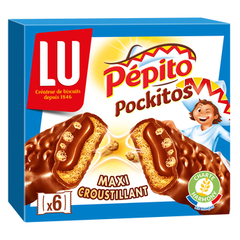 Image de Biscuits barre au chocolat et au riz souflé Pepito pockitos LU - Paquet de