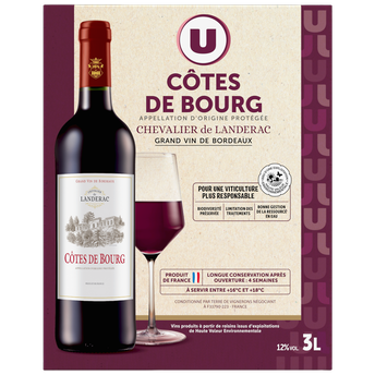 Image de U
Vin rouge Côtes de Bourg AOP rouge Chevalier de Landerac, bib 3