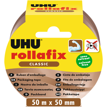Image de UHU Rollafix - Ruban adhésif d'emballage brun, 50m x