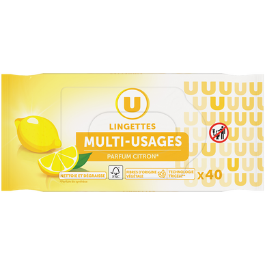 Lingettes multi-usages parfum citron x40 - Super U, Hyper U, U