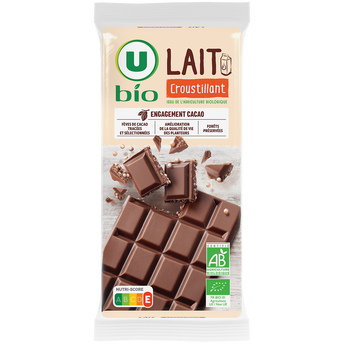 Image de U BIO
Chocolat au lait et riz croustillant, tablettes