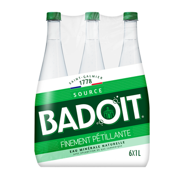 Badoit Eau Minérale Gazeuse Naturelle Badoit Verte, 6x1l