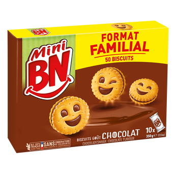 Image de Mini biscuits fourrés chocolat BN, x10